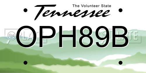 OPH89B Tennessee License Plate