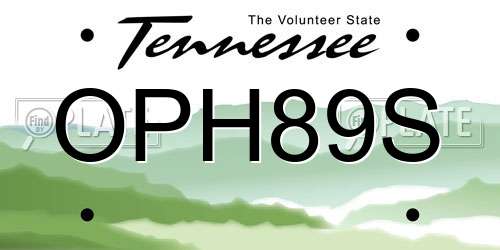 OPH89S Tennessee License Plate