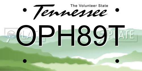 OPH89T Tennessee License Plate