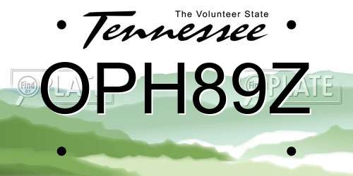 OPH89Z Tennessee License Plate