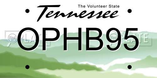 OPHB95 Tennessee License Plate