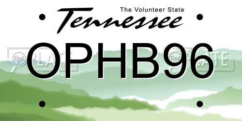 OPHB96 Tennessee License Plate