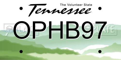 OPHB97 Tennessee License Plate