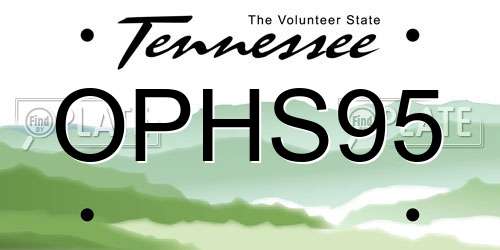 OPHS95 Tennessee License Plate