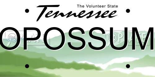 OPOSSUM Tennessee License Plate