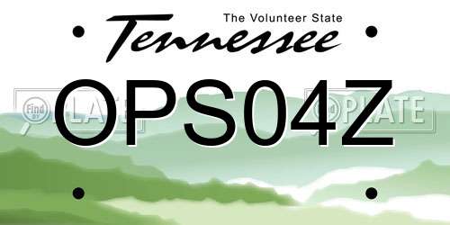 OPS04Z Tennessee License Plate