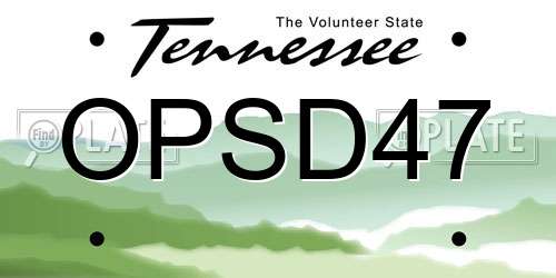 OPSD47 Tennessee License Plate