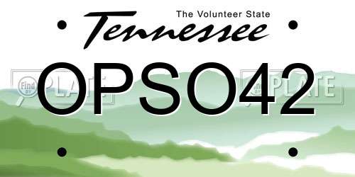 OPSO42 Tennessee License Plate