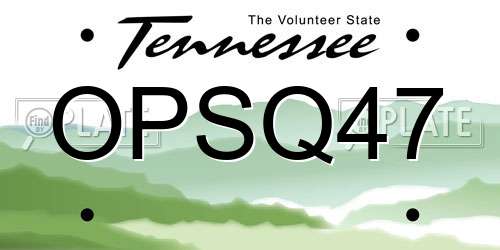 OPSQ47 Tennessee License Plate