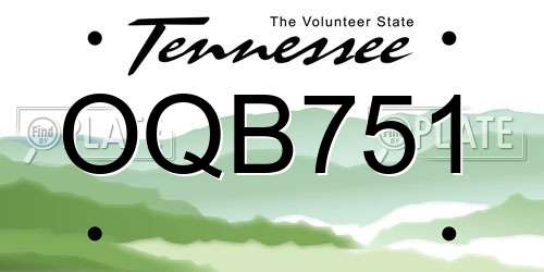 OQB751 Tennessee License Plate