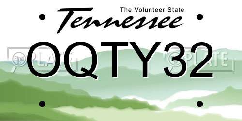 OQTY32 Tennessee License Plate