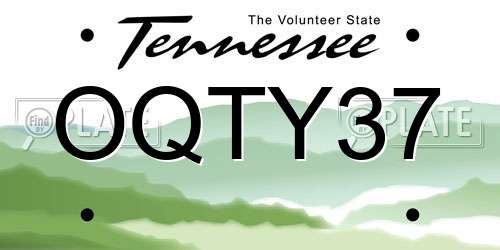 OQTY37 Tennessee License Plate