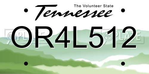 OR4L512 Tennessee License Plate