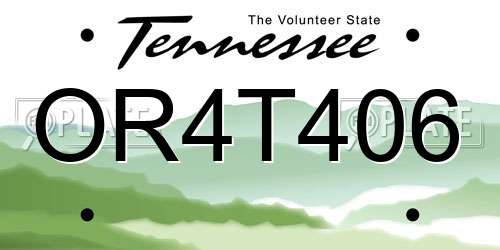 OR4T406 Tennessee License Plate