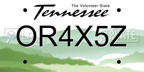 OR4X5Z Tennessee License Plate