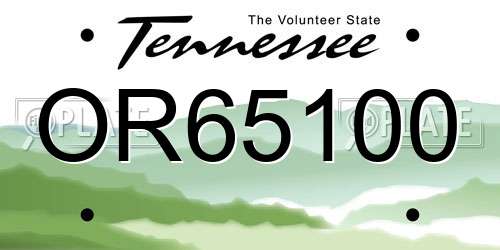 OR65100 Tennessee License Plate