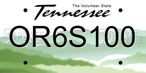 OR6S100 Tennessee License Plate