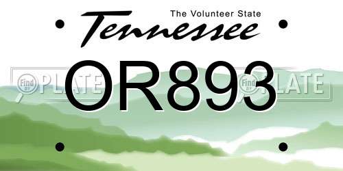 OR893 Tennessee License Plate