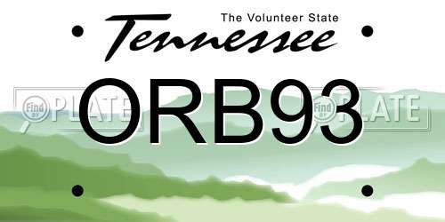 ORB93 Tennessee License Plate