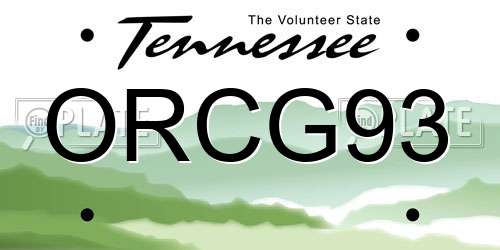 ORCG93 Tennessee License Plate