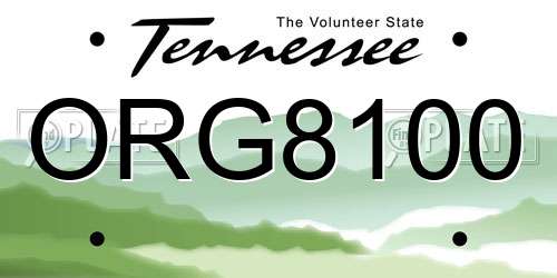 ORG8100 Tennessee License Plate