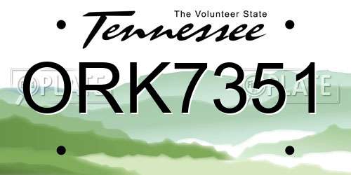 ORK7351 Tennessee License Plate