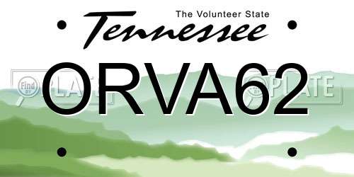 ORVA62 Tennessee License Plate