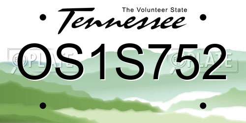 OS1S752 Tennessee License Plate
