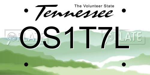 OS1T7L Tennessee License Plate