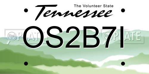OS2B7I Tennessee License Plate