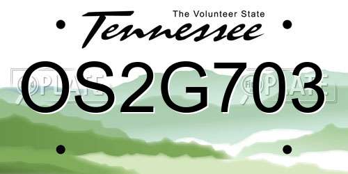 OS2G703 Tennessee License Plate