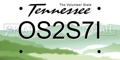 OS2S7I Tennessee License Plate