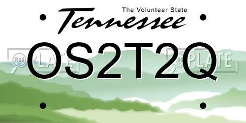 OS2T2Q Tennessee License Plate