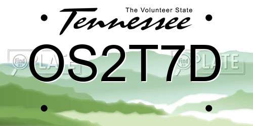 OS2T7D Tennessee License Plate