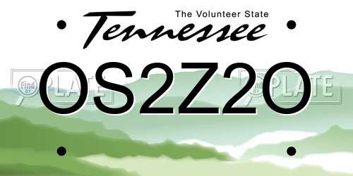 OS2Z2O Tennessee License Plate
