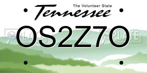 OS2Z7O Tennessee License Plate
