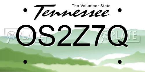 OS2Z7Q Tennessee License Plate