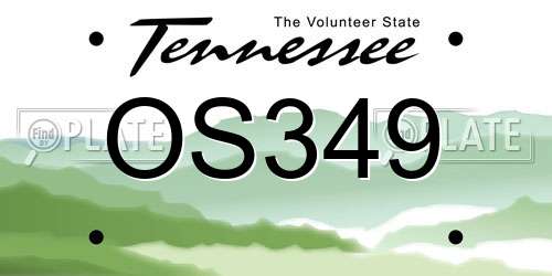 OS349 Tennessee License Plate