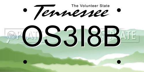 OS3I8B Tennessee License Plate