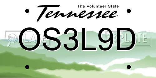 OS3L9D Tennessee License Plate