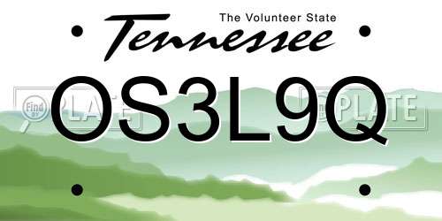 OS3L9Q Tennessee License Plate