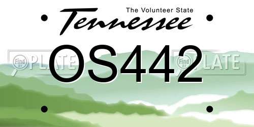 OS442 Tennessee License Plate