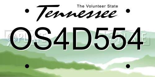 OS4D554 Tennessee License Plate