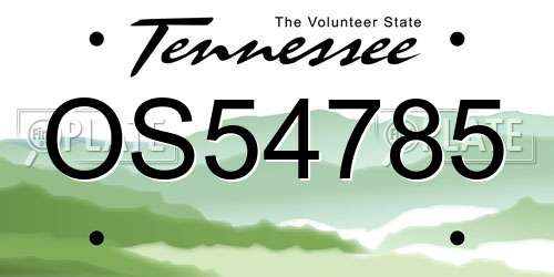OS54785 Tennessee License Plate