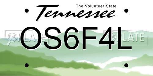 OS6F4L Tennessee License Plate