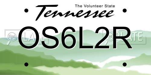 OS6L2R Tennessee License Plate