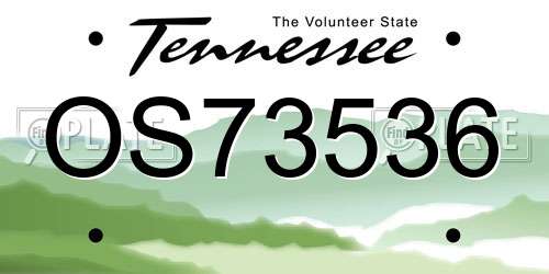 OS73536 Tennessee License Plate