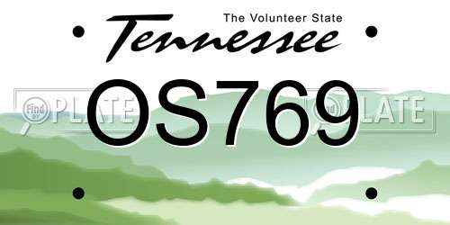 OS769 Tennessee License Plate