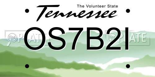 OS7B2I Tennessee License Plate