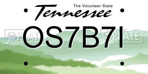 OS7B7I Tennessee License Plate